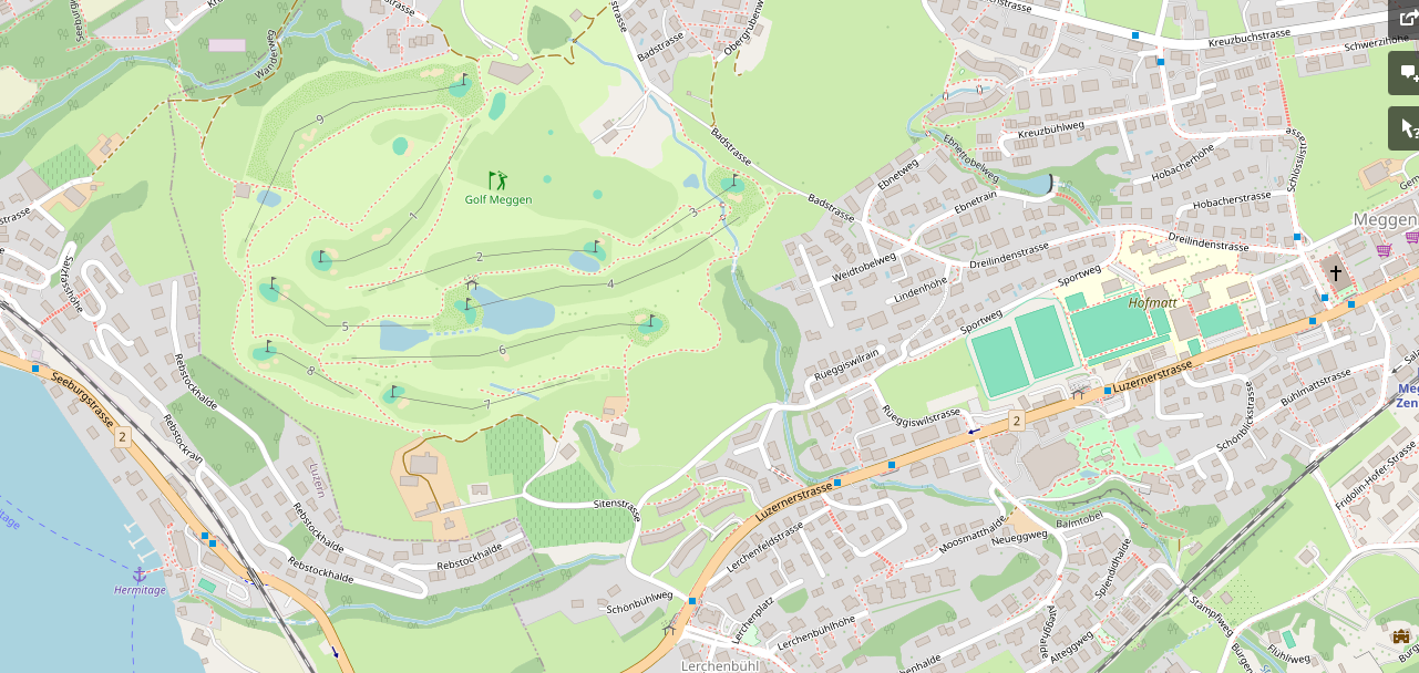 Karte des Golfplatz Meggen, direkt am See
